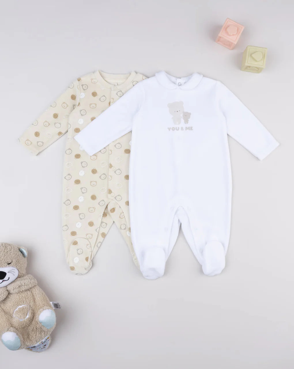 Prenatal Pack of 2 yellow/white baby rompers Overall