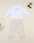 Prenatal Two-piece set for boys, white/beige, with teddy bears Outdoor Set