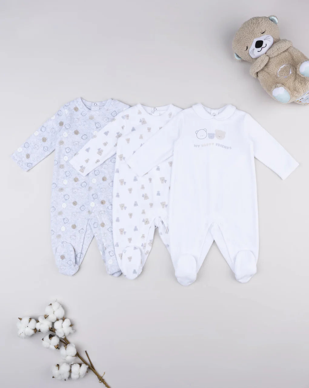 Prenatal Pack of 3 baby bear onesies - layette Overall