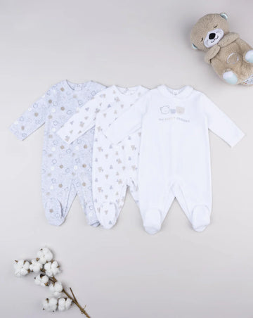 Prenatal Pack of 3 baby bear onesies - layette Overall