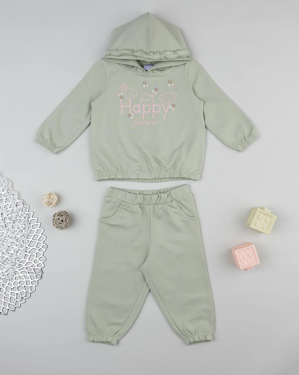 Prenatal Green "Happy" Girls' Jogging Set Jogging Set