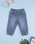 Prenatal Girls' denim trousers with flowers Pant