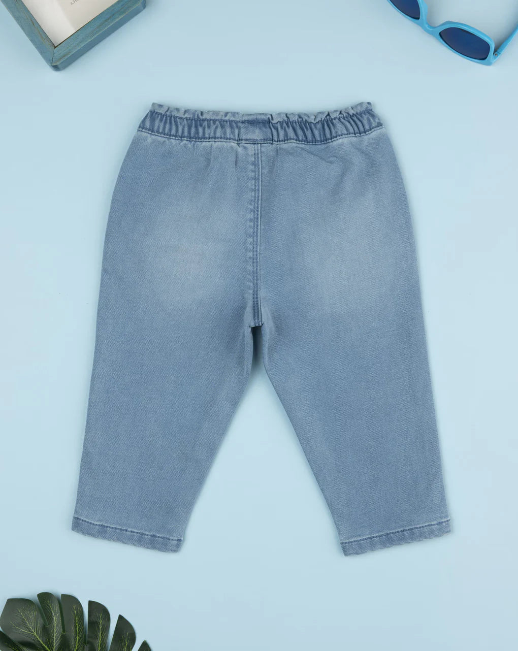 Prenatal Girls' light denim trousers with embroidered flowers Pant