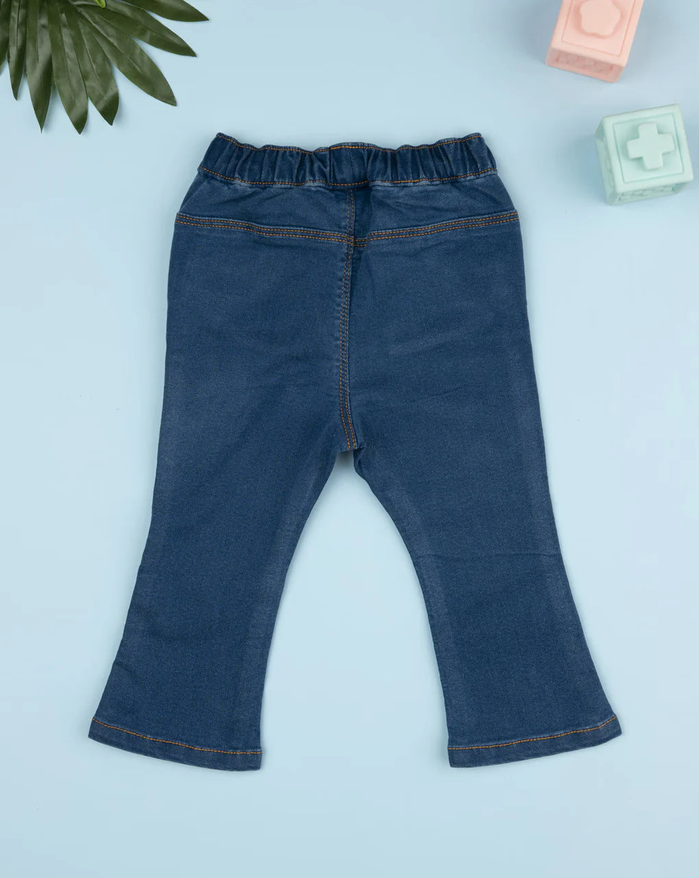 Prenatal Girls' flared denim trousers with flower embroidery Pant