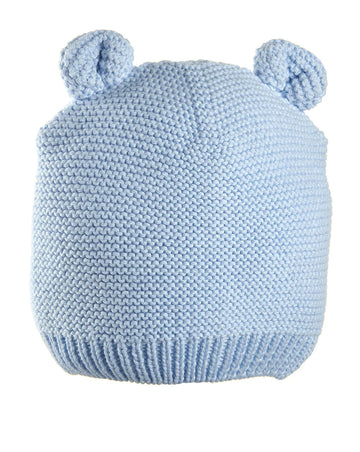 Prenatal Baby blue knitted hat with ears Beanie
