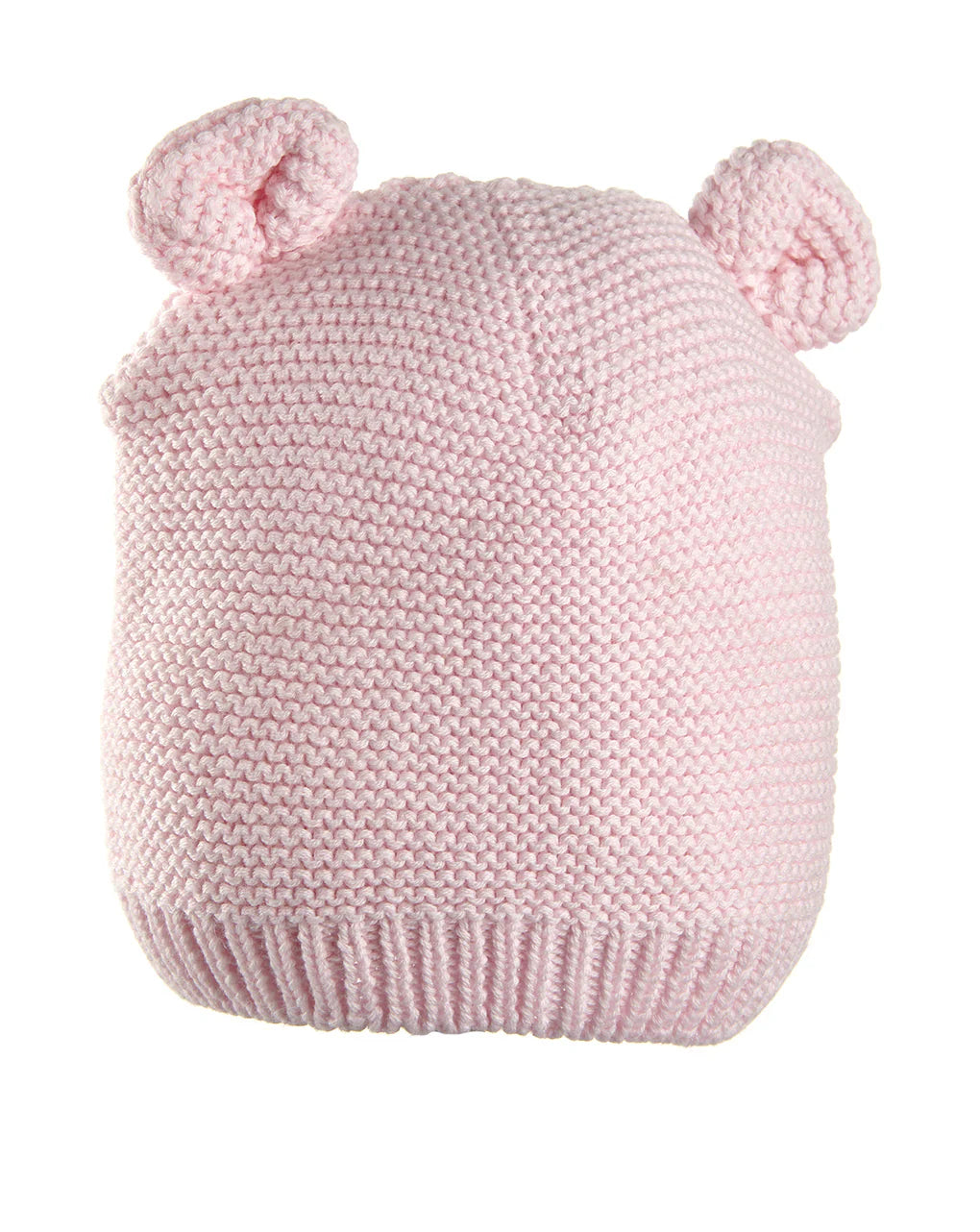 Prenatal Pink knitted hat for newborns with ears Beanie