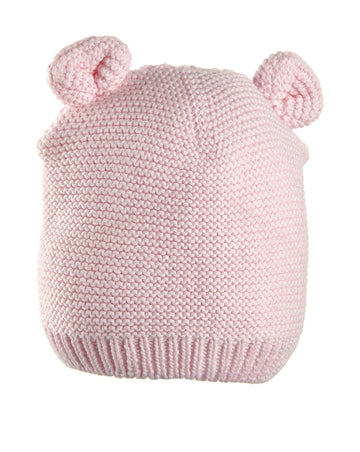 Prenatal Pink knitted hat for newborns with ears Beanie