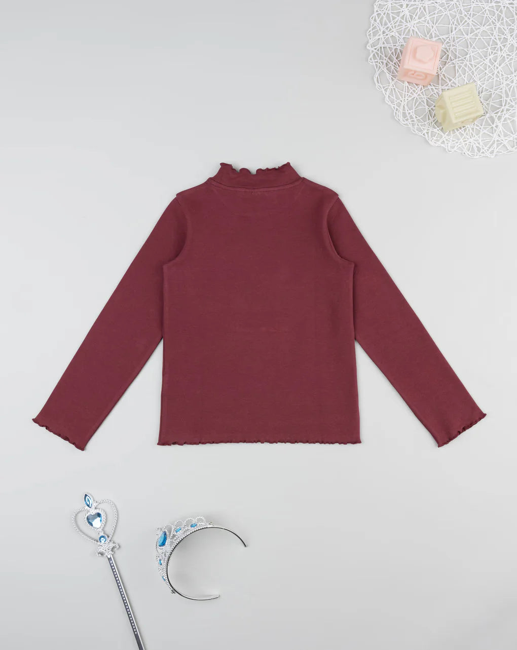 Prenatal Burgundy fairy print turtleneck sweater for girls Sweater
