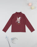 Prenatal Burgundy fairy print turtleneck sweater for girls Sweater