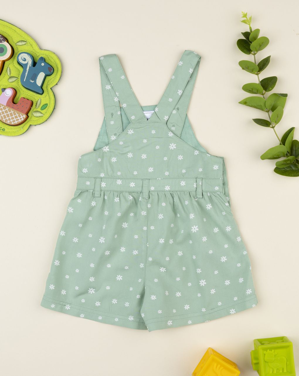 Prenatal Green daisy dungarees for girls
