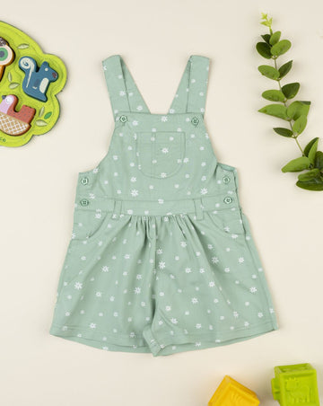 Prenatal Green daisy dungarees for girls