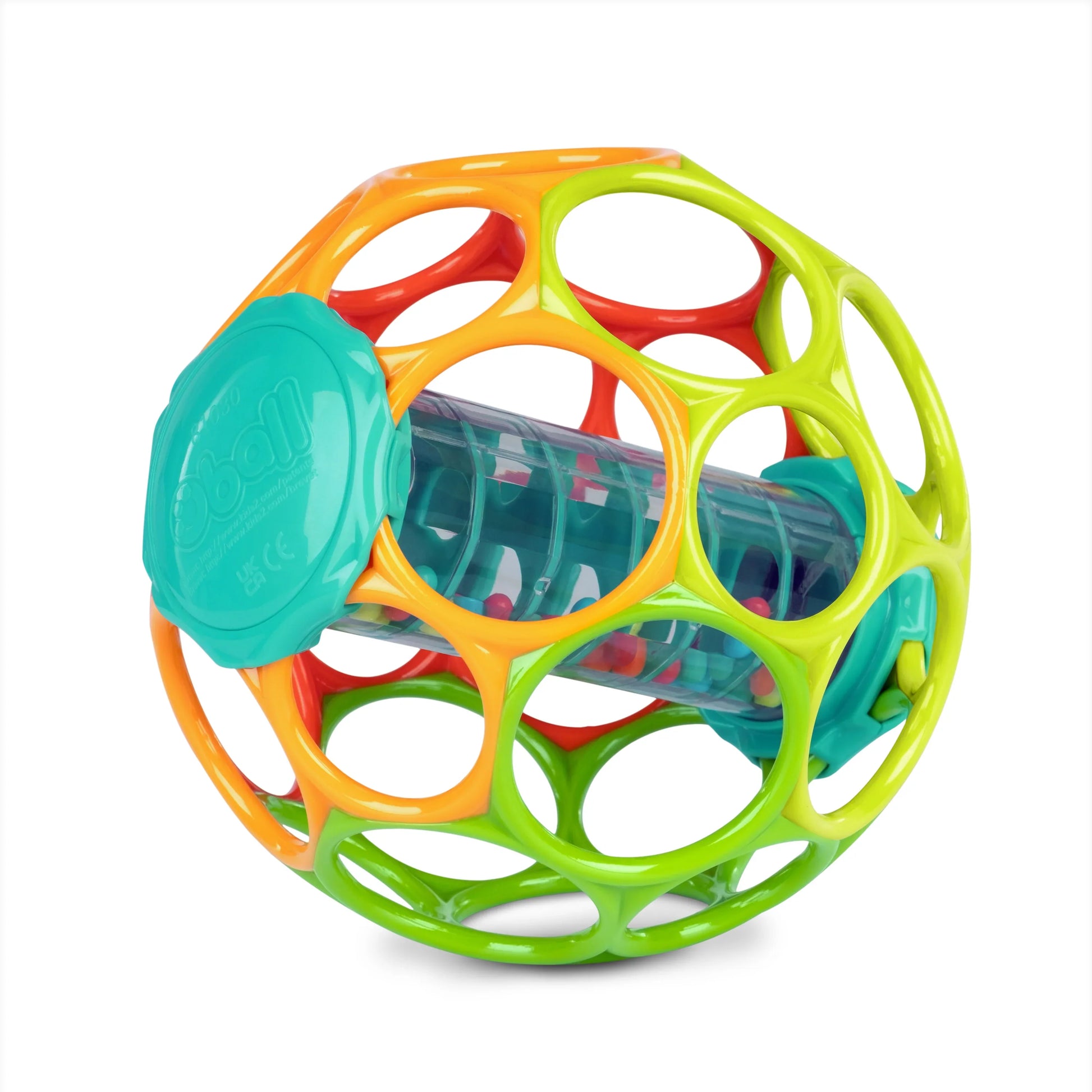 Bright Starts Oball Easy Grasp Rollin' Rainstick Rattle Cause & Effect Infant Toy, 6"