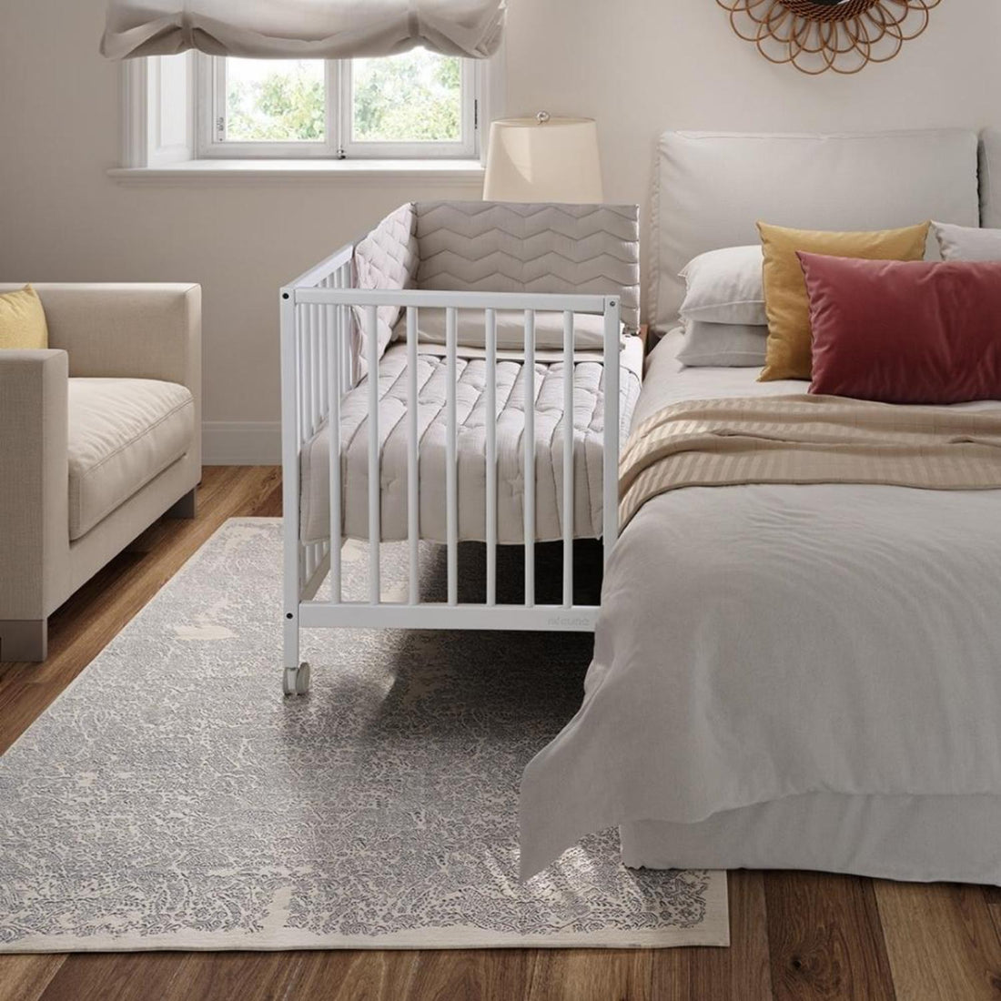 Mountain Cot 120x60cm - White Beechwood Frame with Wheels