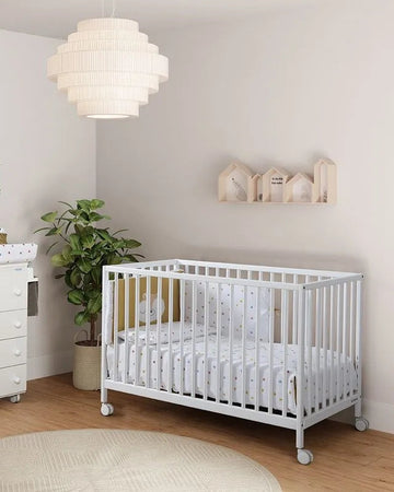 Mountain Cot 120x60cm - White Beechwood Frame with Wheels