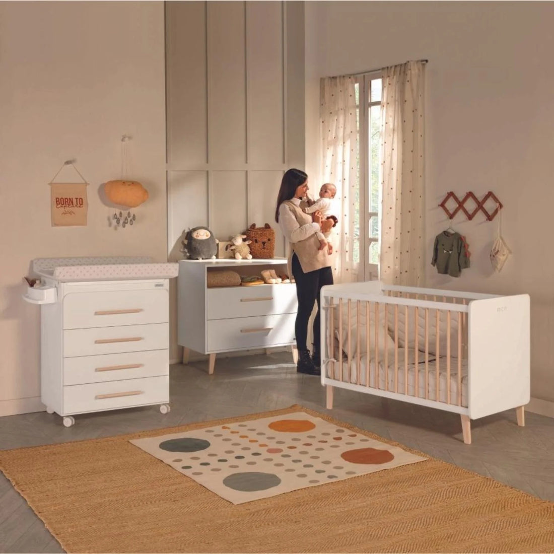 Big Trevi Cot 140x70cm - White Wood Beech Frame