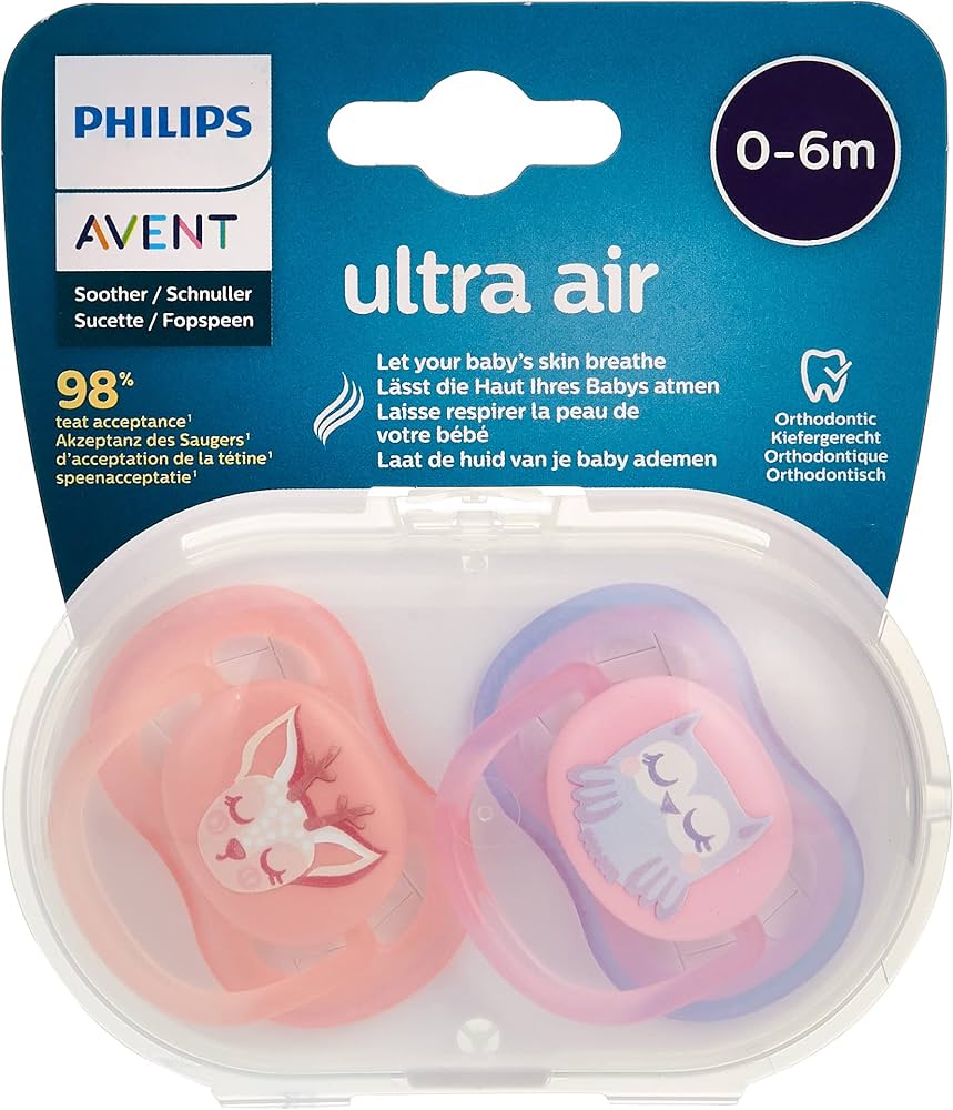 Avent Ultra Air Soother 0-6m - Pack of 2 - Assorted | Prenatal, Babies, Nusring, Cybex, Avent Pacifier