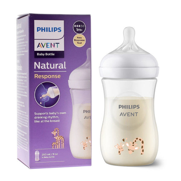 Avent Natural Response Feeding Bottle with Pattern with Air free Valve 260ml Elephant | Prenatal, Babies, Nusring, Cybex, Avent Bottle Feeding