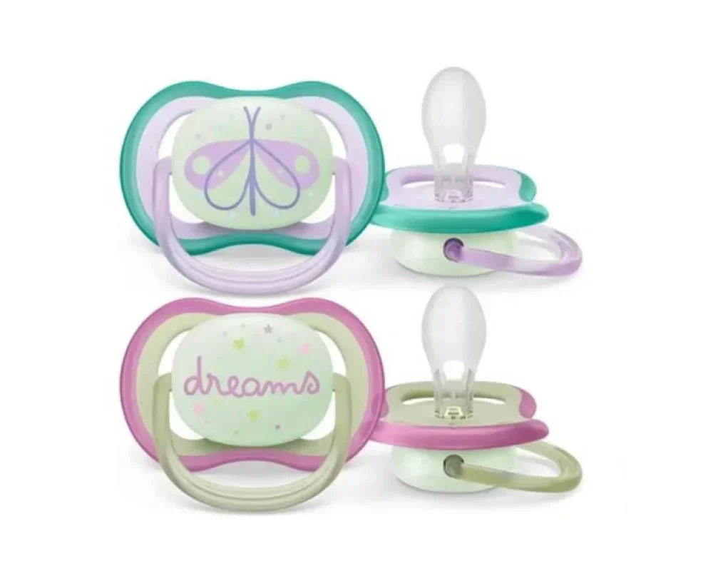Avent 2 Ultra Air Night Time Soother 0-6 - Girl