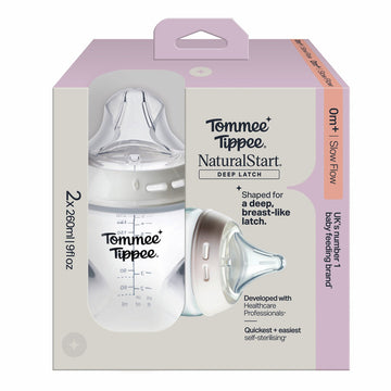 Natural Start Deep Latch 260ml Baby Bottle - Pack of 2