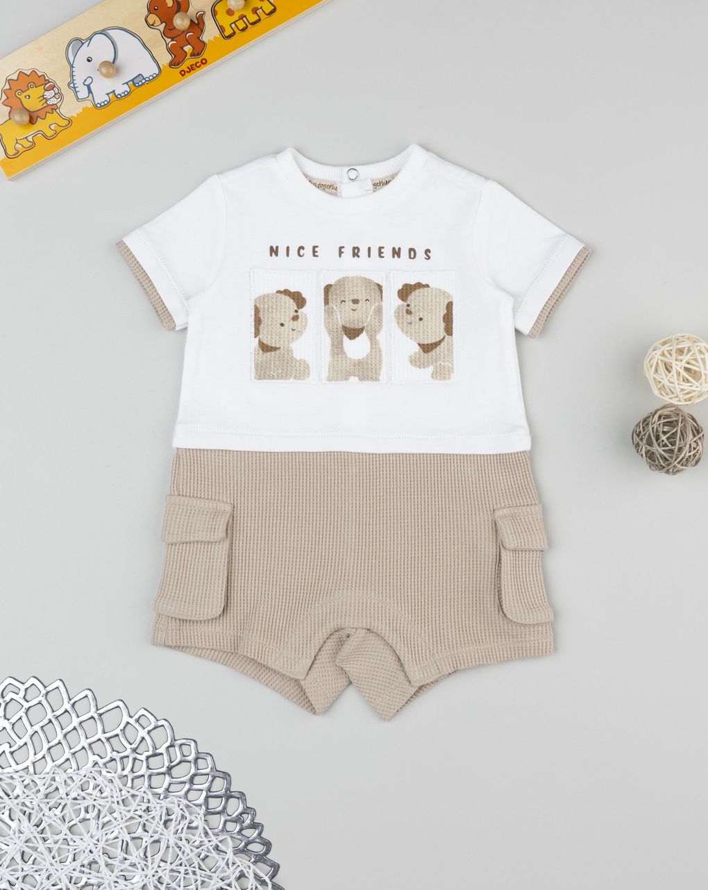 Prenatal White/beige romper for boys