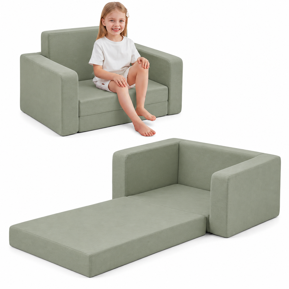 Foldable baby sofa green