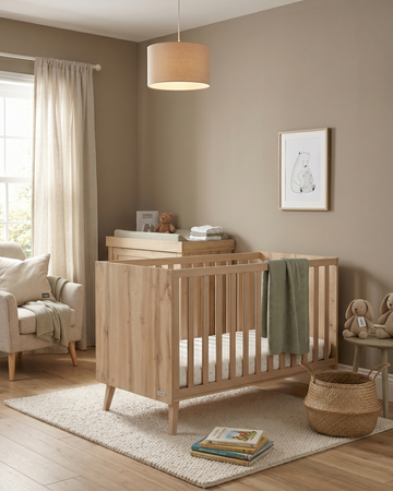 Big Martha Cot 140x70cm - Oak Wood Convertible Baby Bed