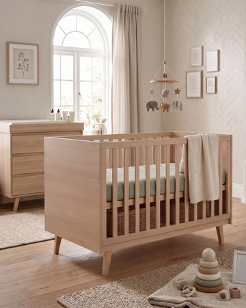 Big Martha Cot 140x70cm - Acacia Beechwood Convertible Baby Bed