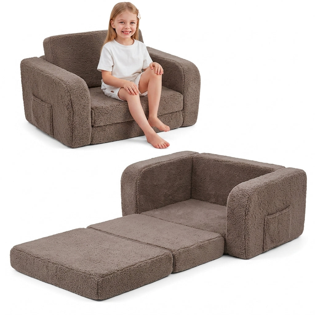 Foldable baby sofa brown