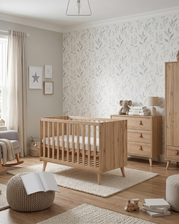 Martha Cot 120x60cm - Natural Oak Wood Baby Bed