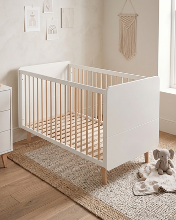 Big Trevi Cot 140x70cm - White Wood Beech Frame