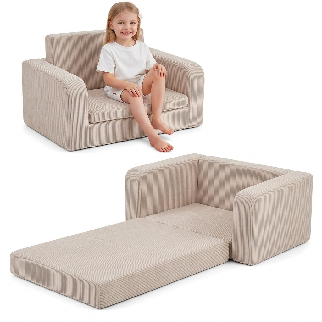 Foldable baby sofa Corduroy beige