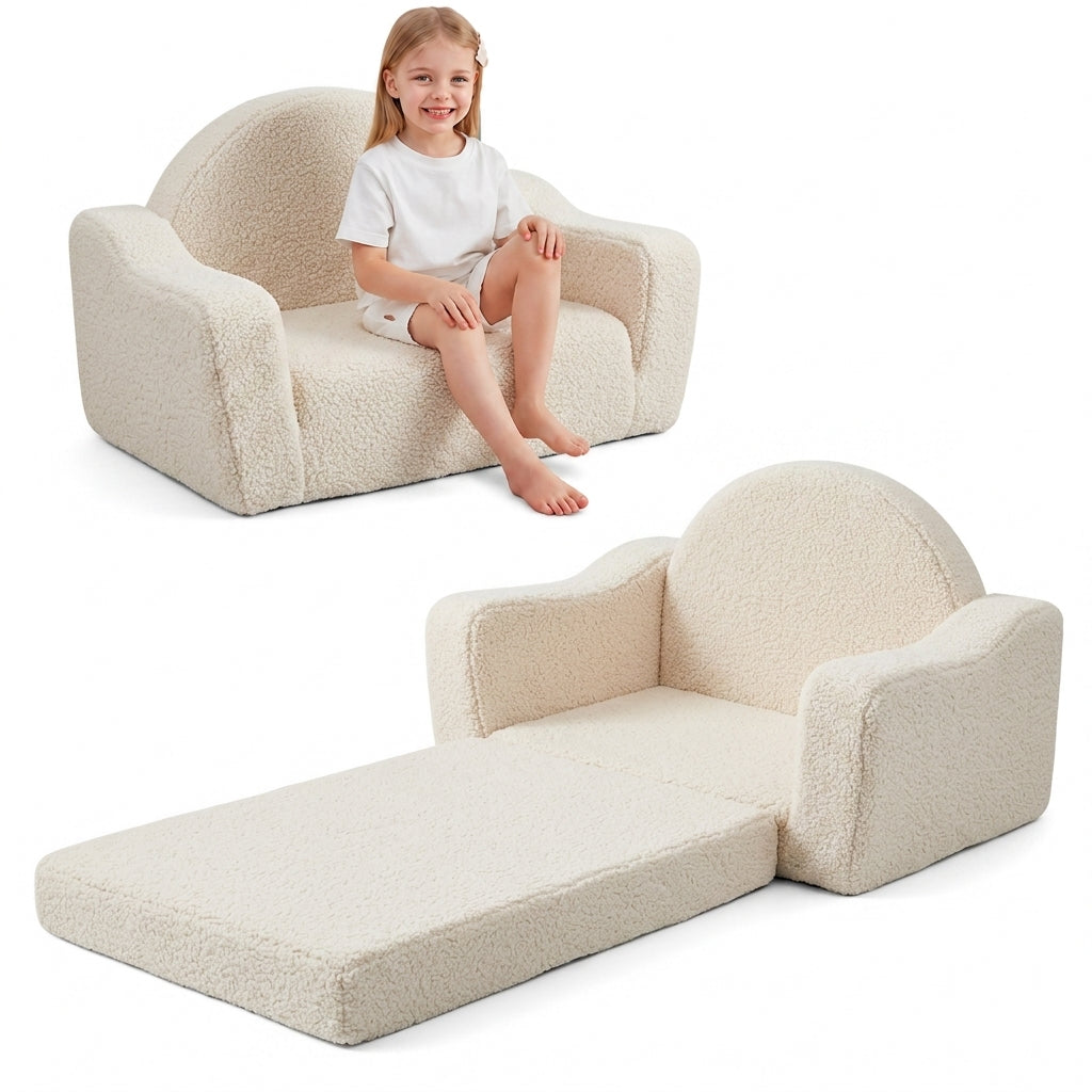 Foldable baby sofa Teddy fleece beige