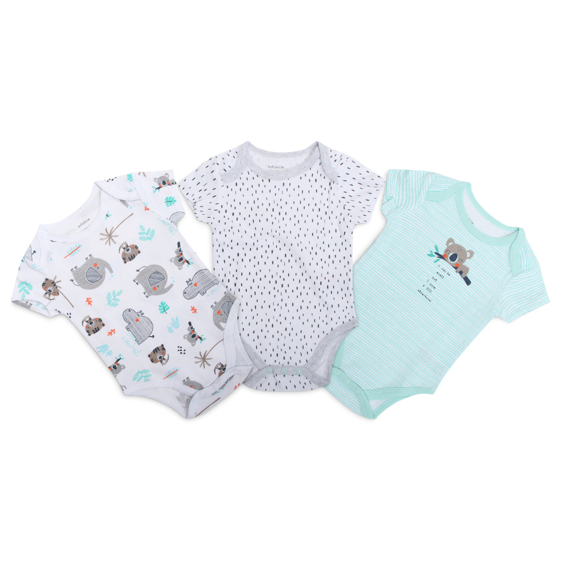 Mother's Choice Pack of 3 100% Cotton Short-Sleeved Baby Bodysuits Mint Jungle | Prenatal, Babies, Nusring, Cybex, Avent Bodysuit