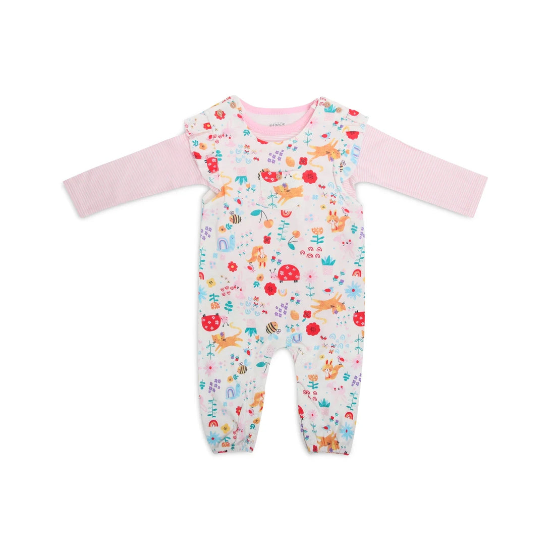 Mother's Choice Dungaree with bodysuit set 0-3m - Garden Bodysuit