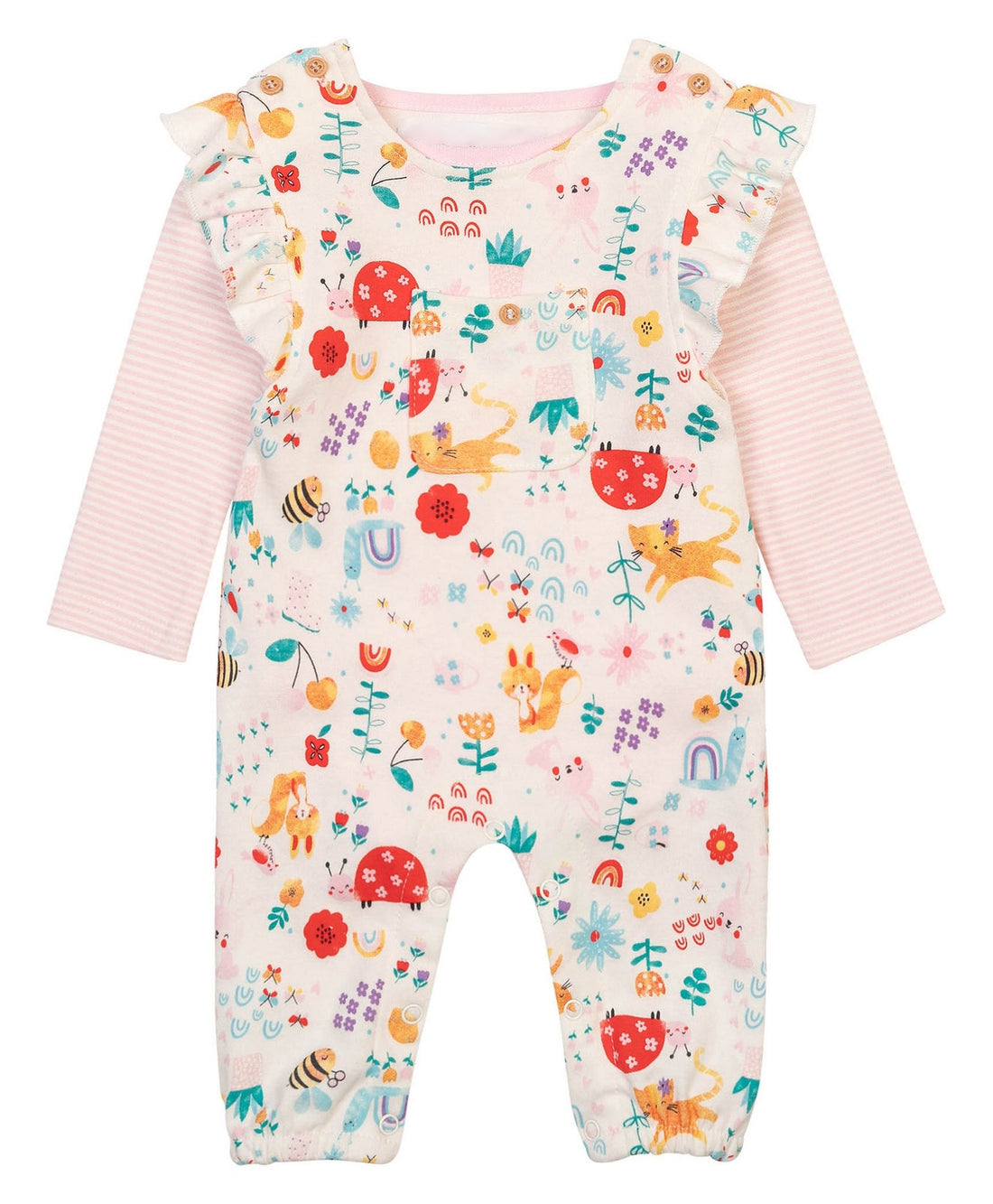 Mother Choice Dungaree with Bodysuit Flowers Set 