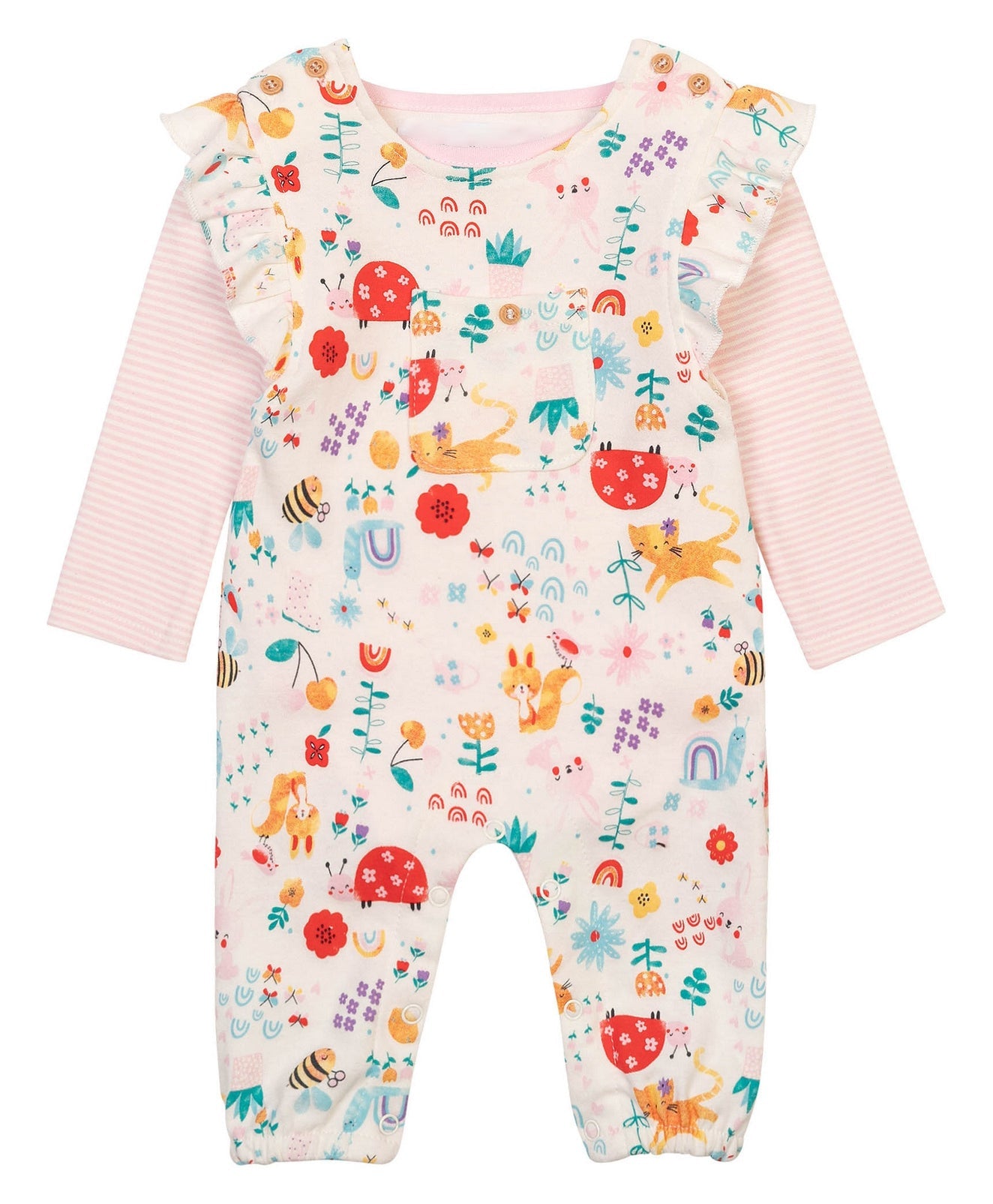Mother Choice Dungaree with Bodysuit Flowers Set 