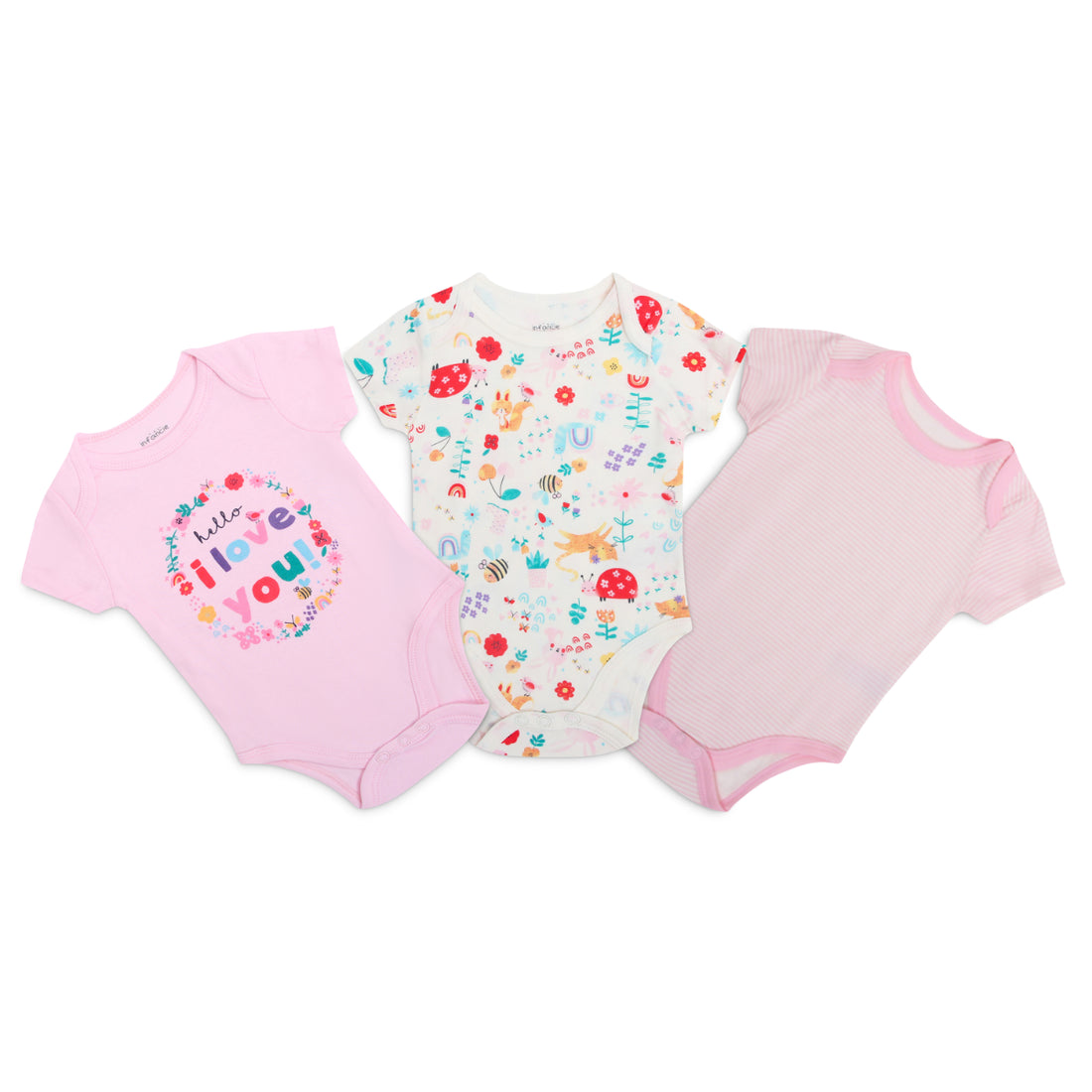 Mother's Choice Pack of 3 Cotton Short-Sleeved Baby Bodysuits In the Garden | Prenatal, Babies, Nusring, Cybex, Avent Bodysuit