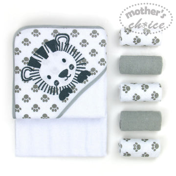 Mother Choice Hooded Towel & 5 Face Cloth Set