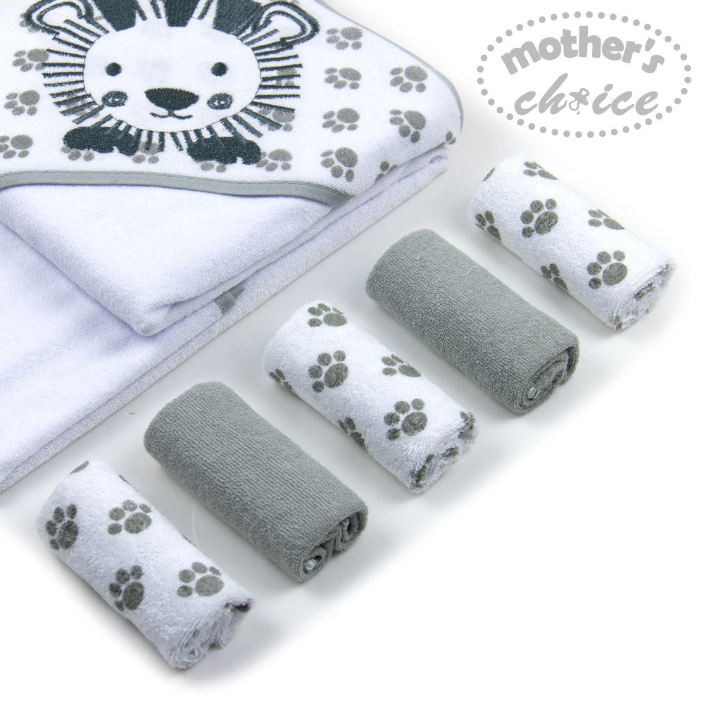 Mother Choice Hooded Towel & 5 Face Cloth Set