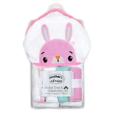 Mother's Choice Bunny Hooded Towel with 4 Washcloths Hooded Towel