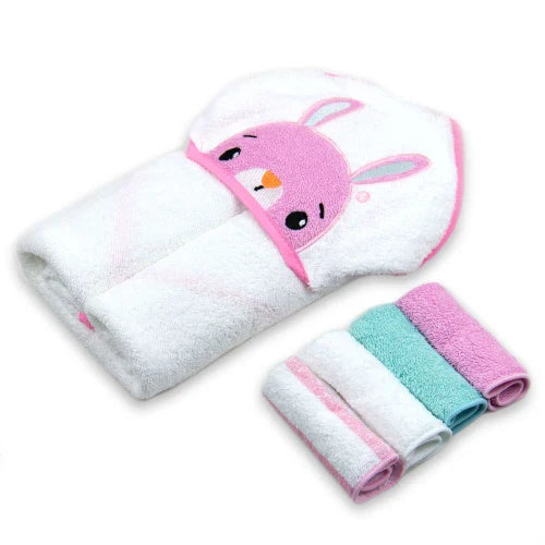 Mother's Choice Bunny Hooded Towel with 4 Washcloths Hooded Towel
