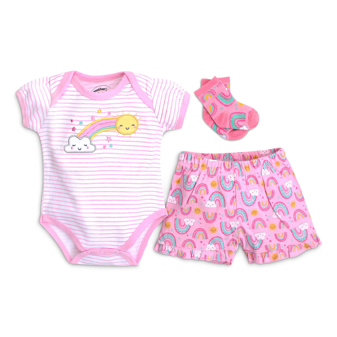 Mother Choice Baby Creeper & Short Socks 3 Pc Set