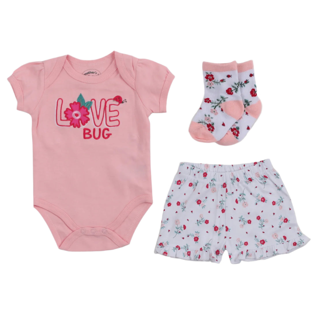 Mother's Choice Love Bug 3 Pieces Creeper Short Bodysuit & Socks Set | Prenatal, Babies, Nusring, Cybex, Avent Bodysuit