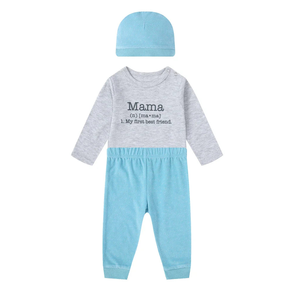 Mother's Choice 3 Pieces Baby Bodysuits, Legging, hat set - 0-3M Bodysuit