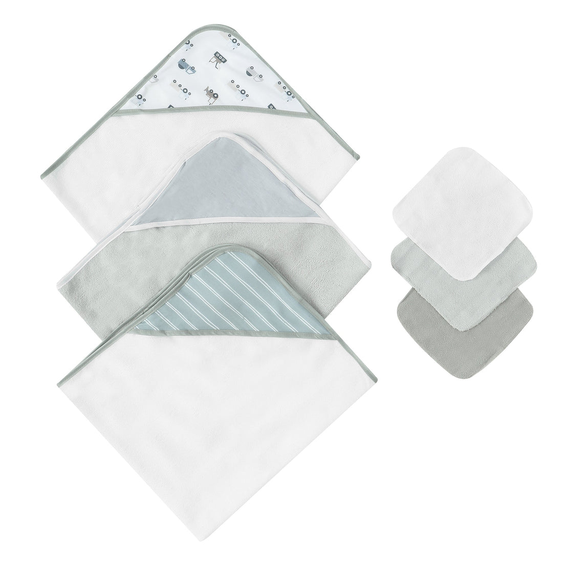 Mother Choice Hooded Towel Pack of 3 & Face Cloth Pack of 3