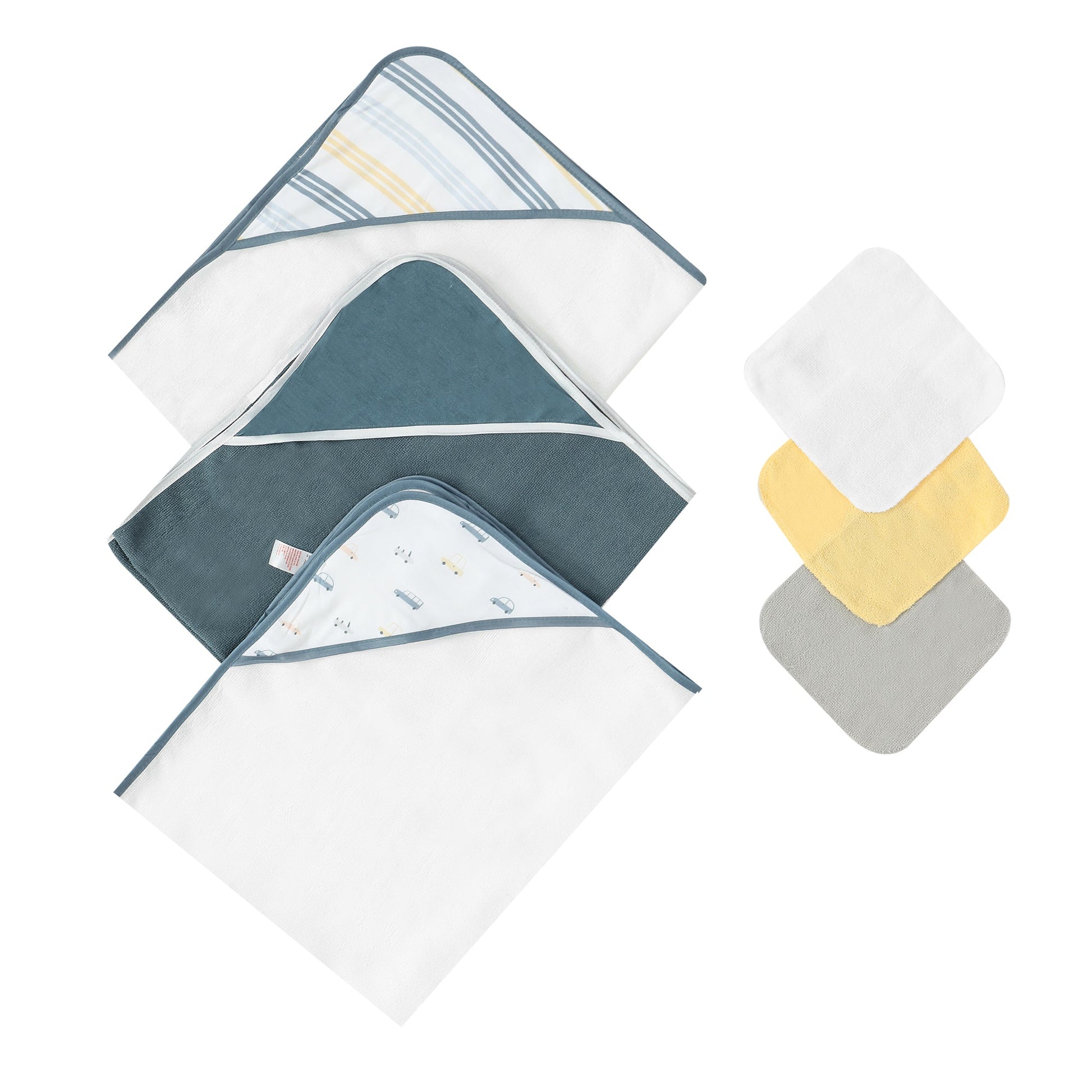 Mother Choice Hooded Towel Pack of 3 & Face Cloth Pack of 3