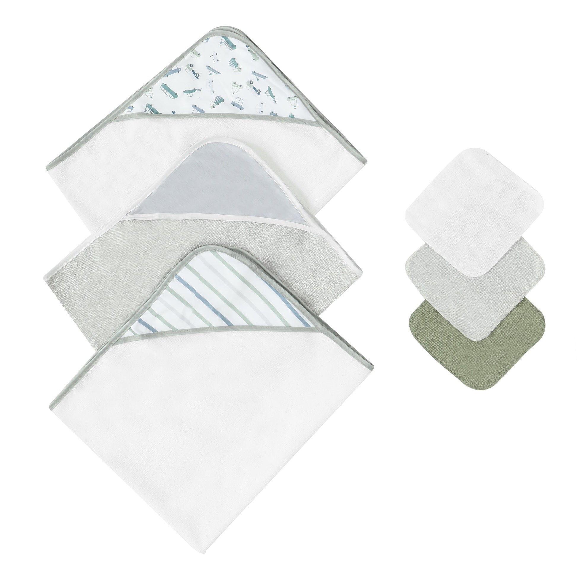 Mother Choice Hooded Towel Pack of 3 & Face Cloth Pack of 3