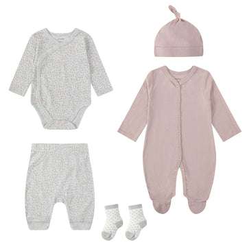 Mother Choice 5 Pcs Baby Set Pink/Grey 