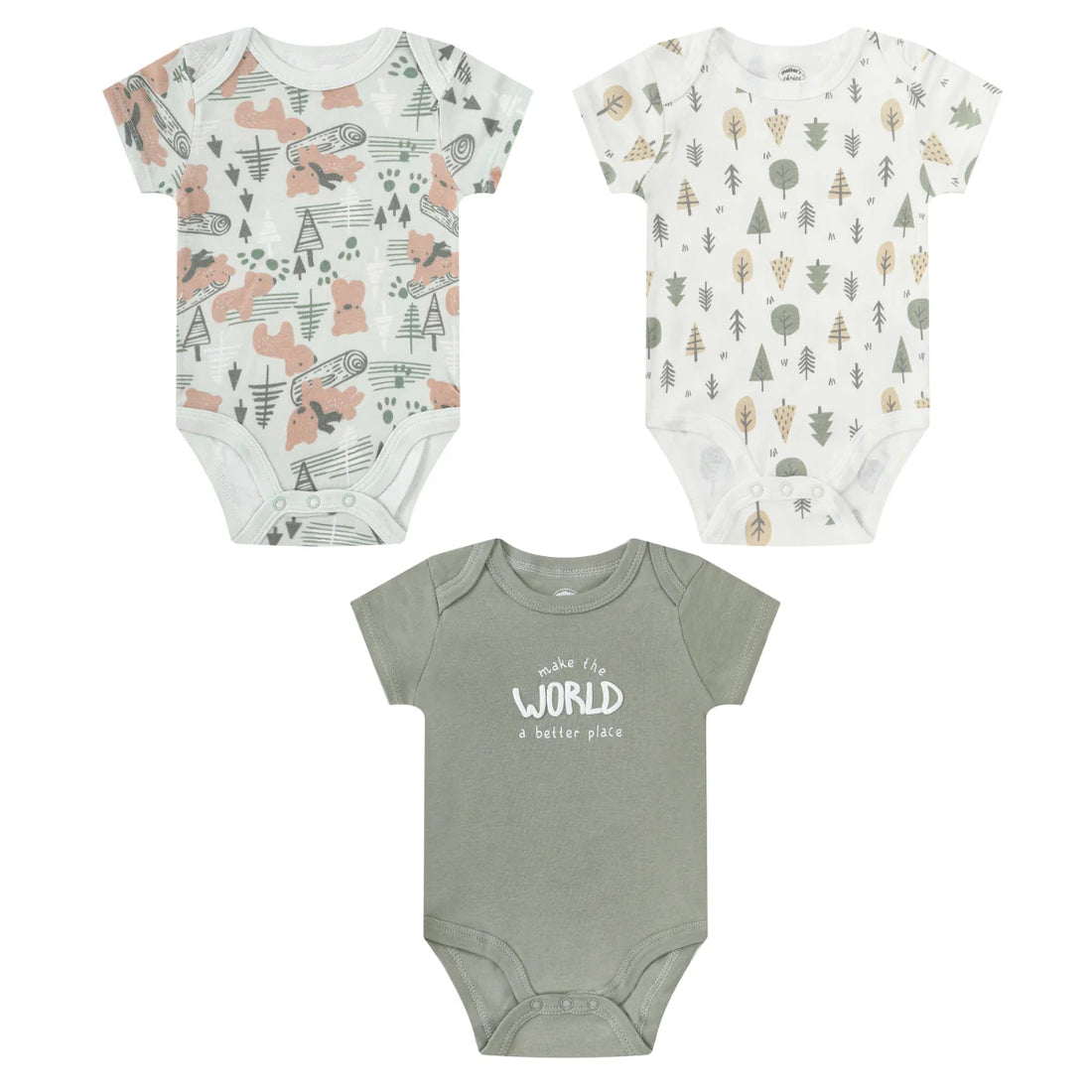 Mother's Choice Pack of 3, Military Green Shortsleeved Bodysuits | Prenatal, Babies, Nusring, Cybex, Avent Bodysuit