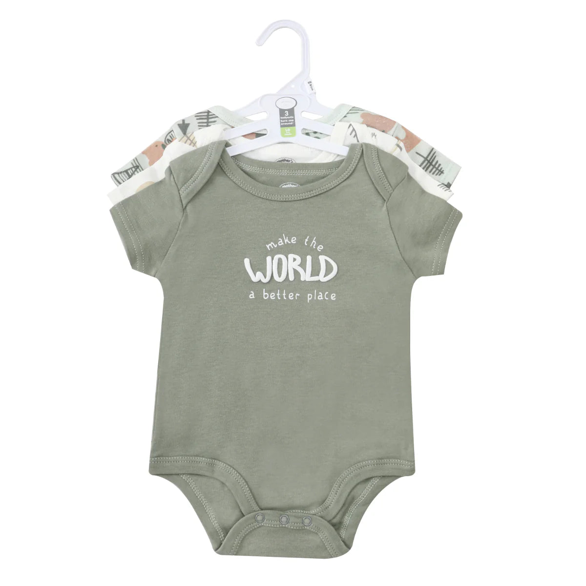 Mother's Choice Pack of 3, Military Green Shortsleeved Bodysuits | Prenatal, Babies, Nusring, Cybex, Avent Bodysuit